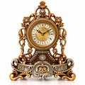 Vintage European Table Clock – Antique Gold Silent Quartz Mantel Clock