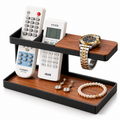 2-Tier Wooden Desktop Organizer – Multifunctional Remote Control Holder, Watch Display & Jewelry Storage Stand