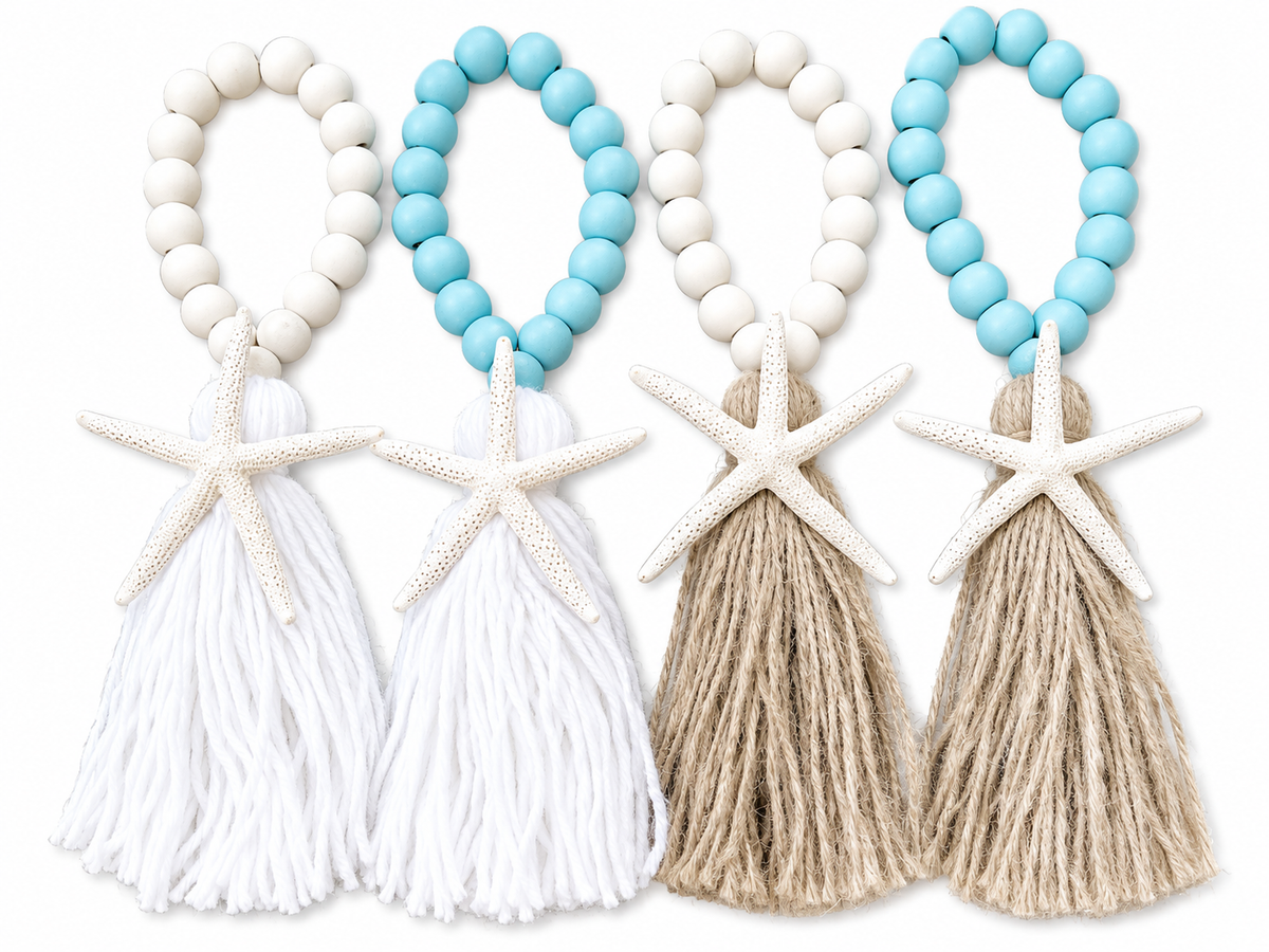 Boho Starfish Beaded Tassel Hanging Decor