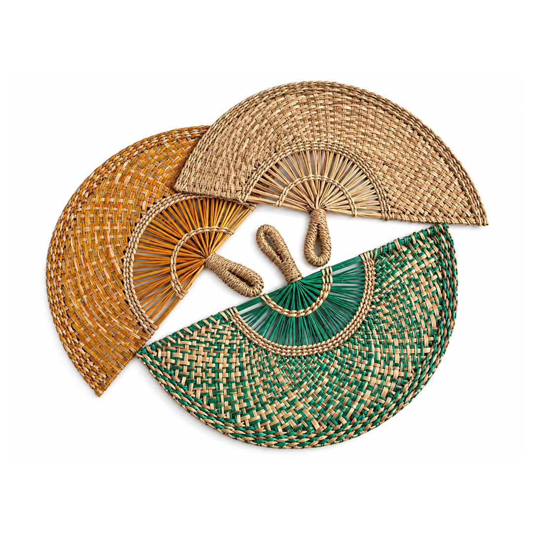 Handwoven Straw Fan Wall Decor