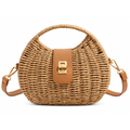 Half Moon Woven Straw Crossbody Bag