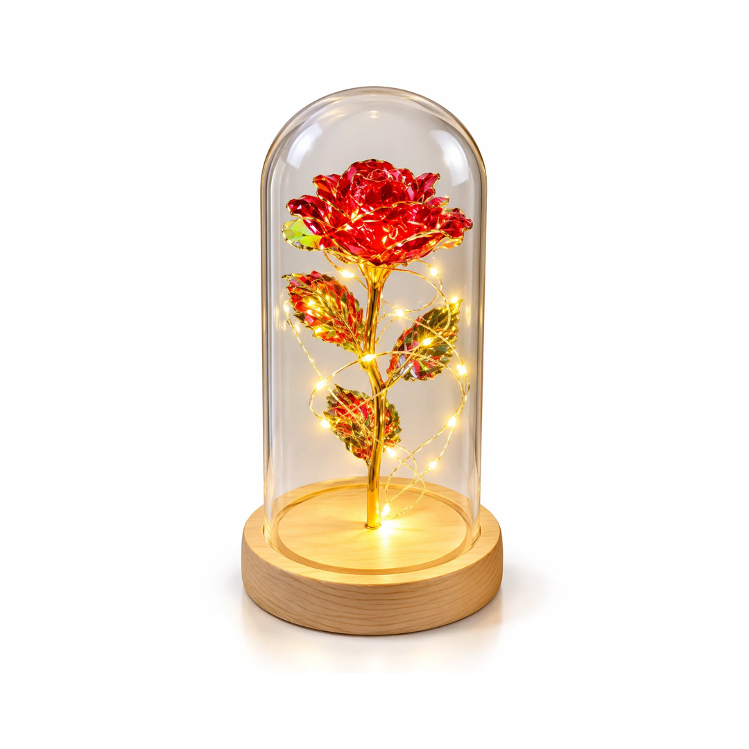 Eternal Rose in Glass Dome with LED Lights – Romantic Rose Gift